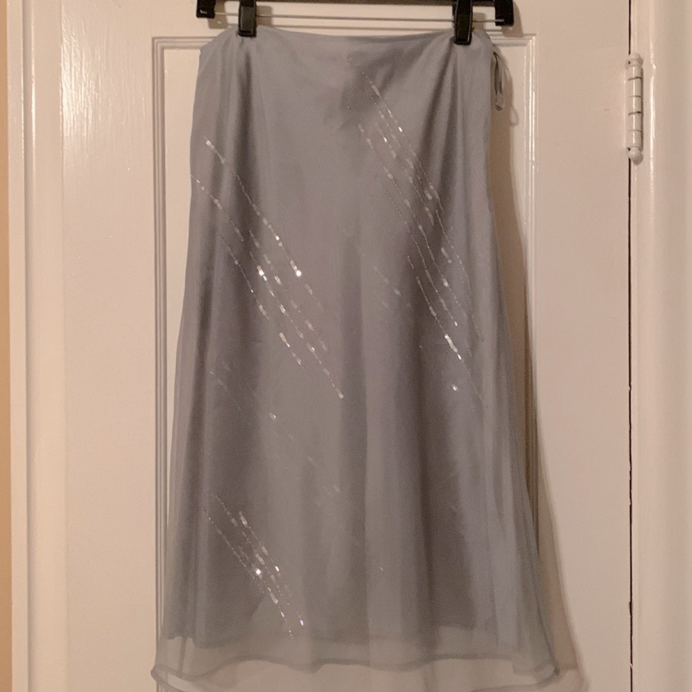 NWT Silk with Sequins Design Skirt Grayish/Blue Size 12 by Jones & Co